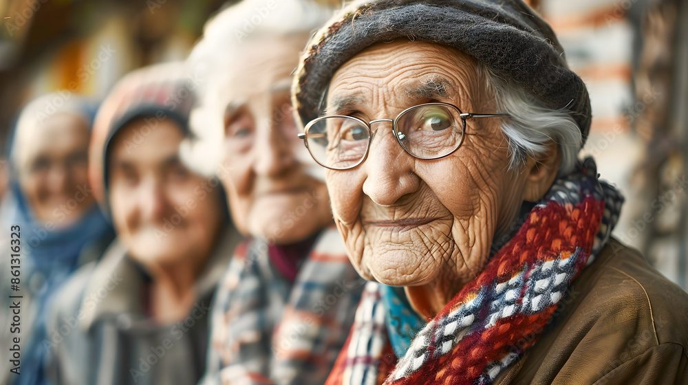 Cheerful elderly group of women with kind expressions showcasing the warmth and richness of the aging population s close knit social connections and shared experiences Cheerful elderly group of women with kind expressions showcasing the warmth and richness of the aging population s close knit social connections and shared experiences