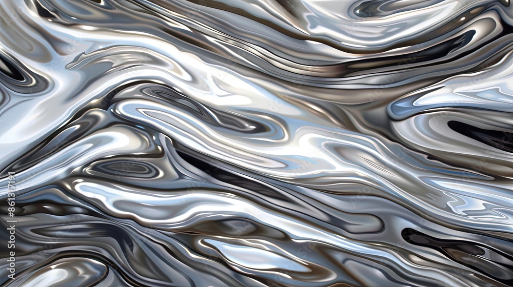 Silver chrome liquid wavy texture, Chrome background or smooth metal foil. Shiny gradient effect fluid motion and movement. 3d chrome texture. Silver chrome liquid wavy texture, Chrome background or smooth metal foil. Shiny gradient effect fluid motion and movement. 3d chrome texture.