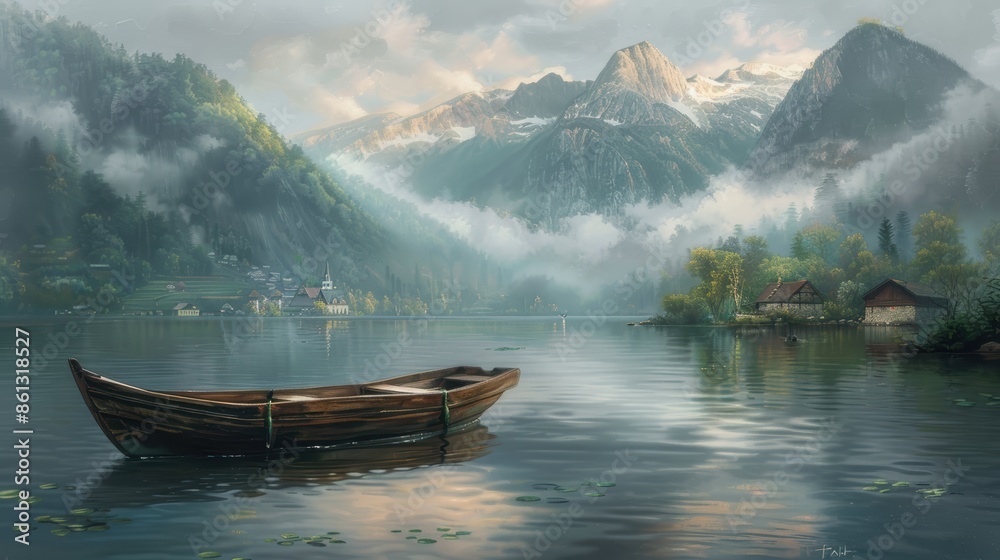 Wooden Boat on a Lake Wooden Boat on a Lake
