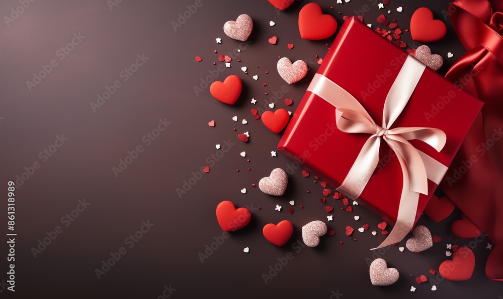 Romantic Gift Box with Hearts and Confetti Romantic Gift Box with Hearts and Confetti