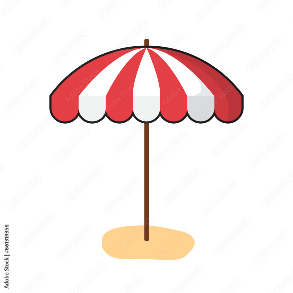 Hand drawn beach umbrella isolated on white background. Design concept for a beach summer vacation by the sea. Hand drawn beach umbrella isolated on white background. Design concept for a beach summer vacation by the sea.