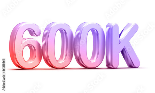 600k Followers Gradient Number 3D Render photo