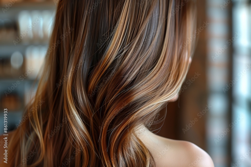 The product, the woman advertises, Hyaluronic Acid for Brazilian balayage hair The product, the woman advertises, Hyaluronic Acid for Brazilian balayage hair