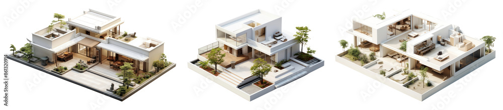 Modern house model architecture building set Modern house model architecture building set