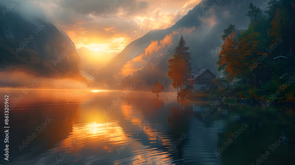 Naklejka premium lake in the mountains