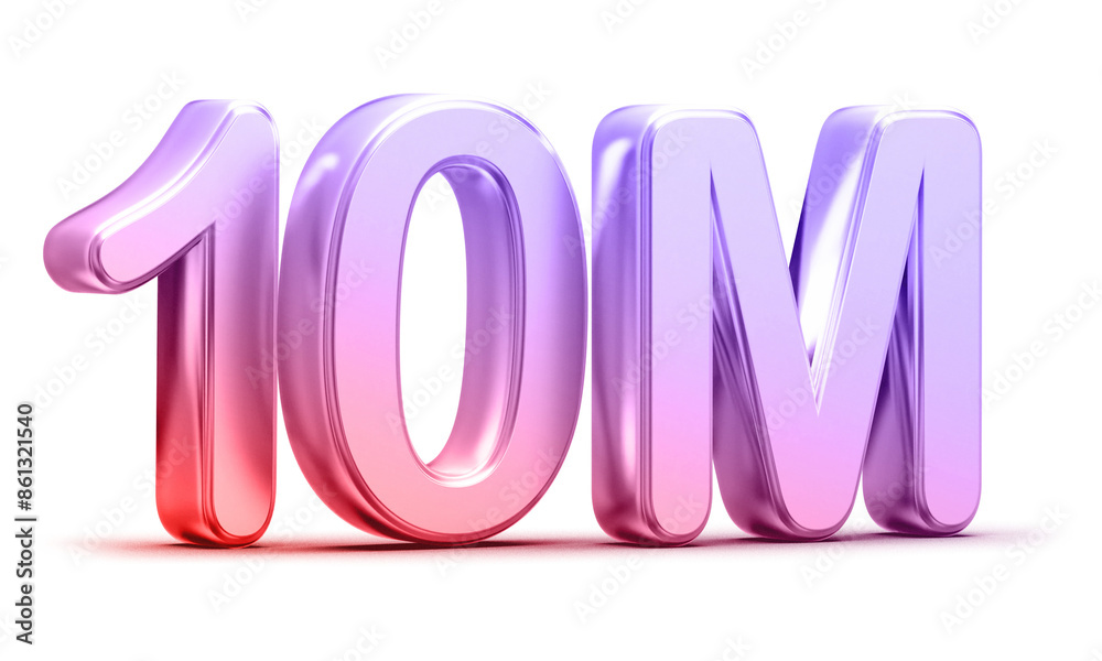 10M Followers Gradient Number 3D Render 10M Followers Gradient Number 3D Render