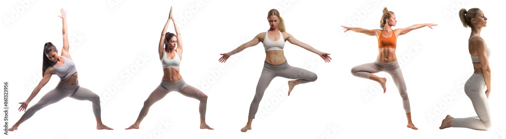 PNG Women in yoga pose cut out element set PNG Women in yoga pose cut out element set
