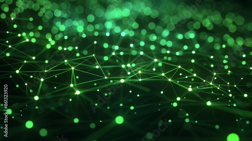 An abstract illustration of a network security concept, with interconnected nodes protected by a glowing green firewall, representing data protection. Concept: network security, interconnected nodes,