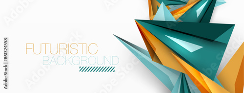 Minimal geometric abstract background. Low poly dynamic triangle design. Trendy techno business template for wallpaper, banner, background or landing