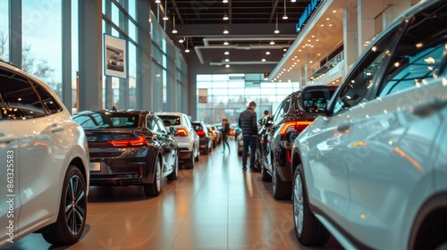 new car in the car dealership showroom