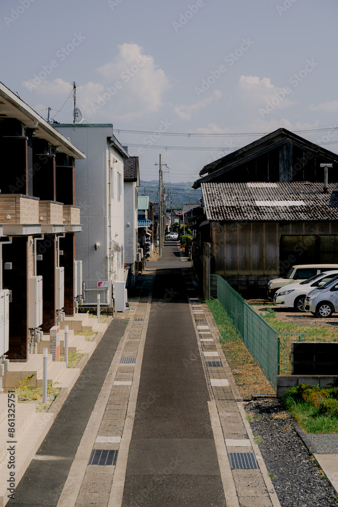Obraz premium Street Photography with Amazing view of Japanese City and Houses during Summer Season in Maizuru, Kyoto, Japan