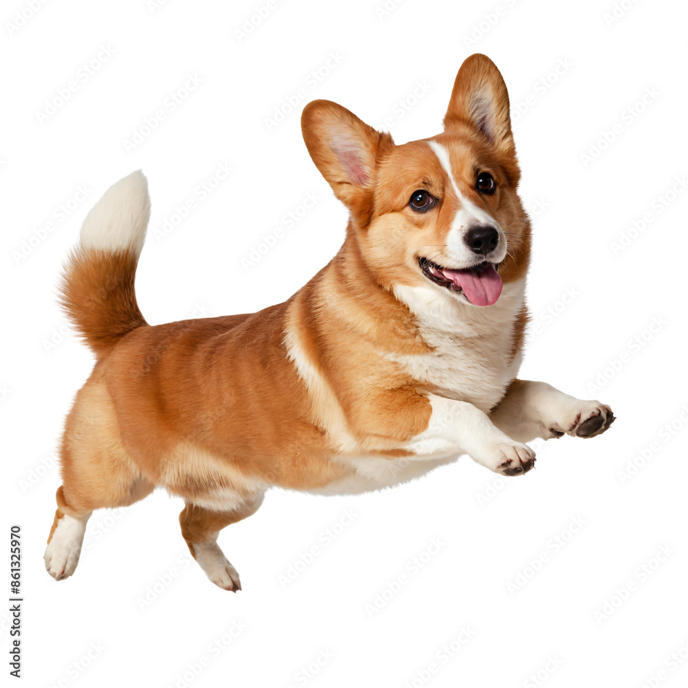 Corgi dog jumping , isolate on white background Corgi dog jumping , isolate on white background