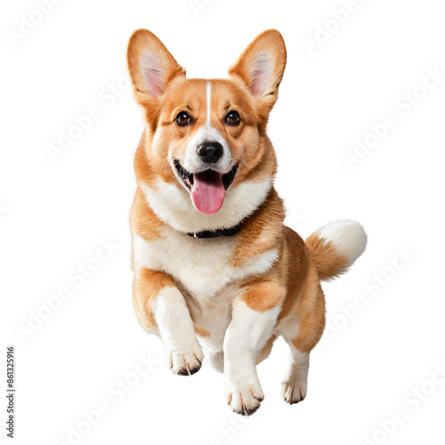 Corgi dog jumping , isolate on white background