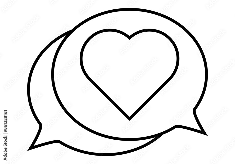 Icono negro de dos bocadillos con corazón de conversación de amor Icono negro de dos bocadillos con corazón de conversación de amor