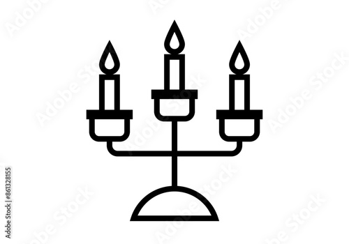 Icono negro de velas de candelabro en fondo blanco