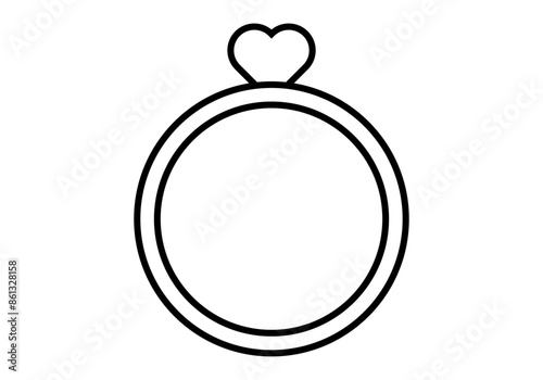Icono negro de anillo con corazón