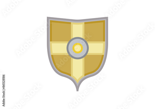 Escudo de armas medieval dorado y plateado