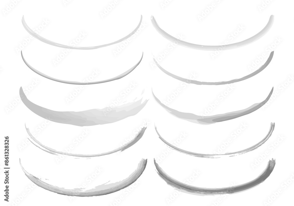 Fototapeta premium Hoja de iconos de trazados curvos negros hechos con pincel