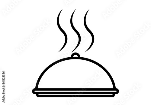 Icono negro de plato tapado caliente