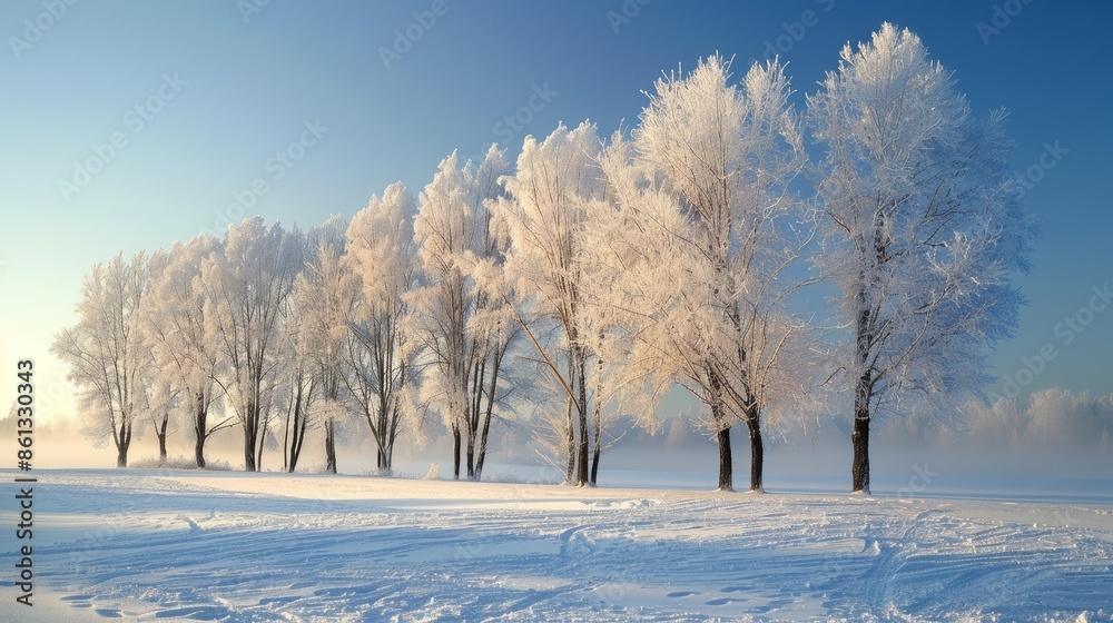 Winter Scene Depicting Trees Covered in Snow Winter Scene Depicting Trees Covered in Snow
