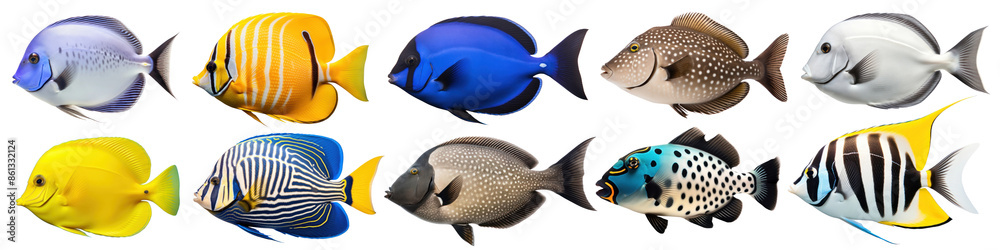 Fototapeta premium Fish animal png cut out element set