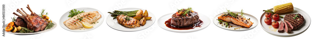 Steak and ribs png cut out element set Steak and ribs png cut out element set