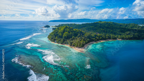 Lush Tropical Island Aerial Shot