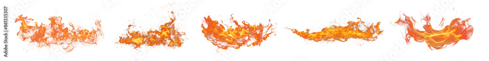 Fire flame effect png cut out element set