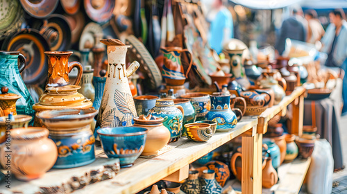 Wallpaper Mural Vibrant and Colorful Artisan Market Showcasing a Variety of Traditional Handmade Ceramic and Pottery Goods Including Vases Cups Jugs Bowls and Plates for and Souvenirs Torontodigital.ca