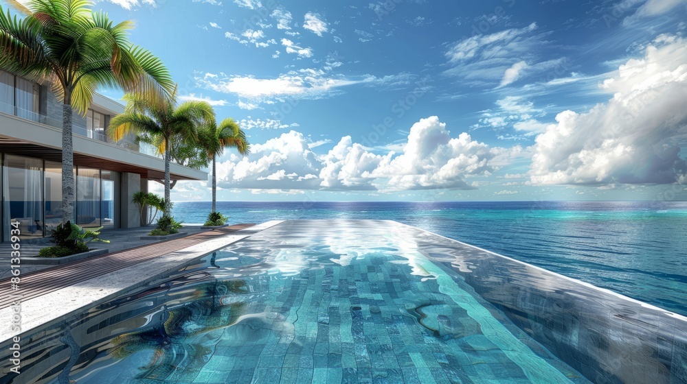 Fototapeta premium Ocean view infinity swimming pool 