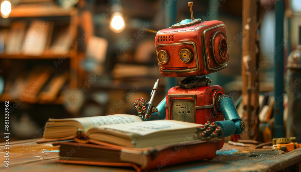 Fototapeta premium cute_robot_taking_notes