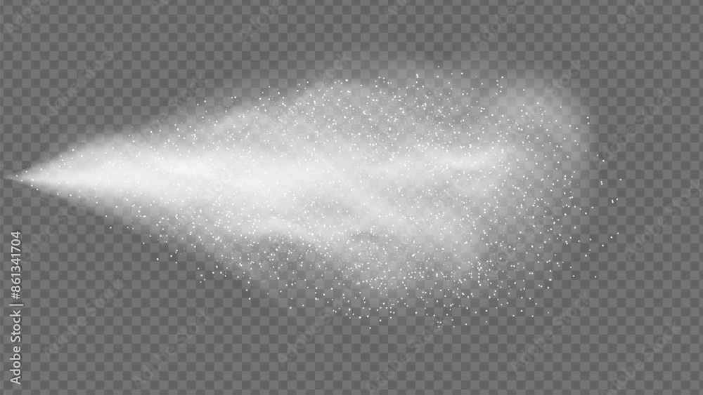 Airy water spray. Mist. Sprayer fog isolated on black transparent background. Airy spray and water hazy mist clean illustration. Vector illustration for your design, advertising, brochures and rest.