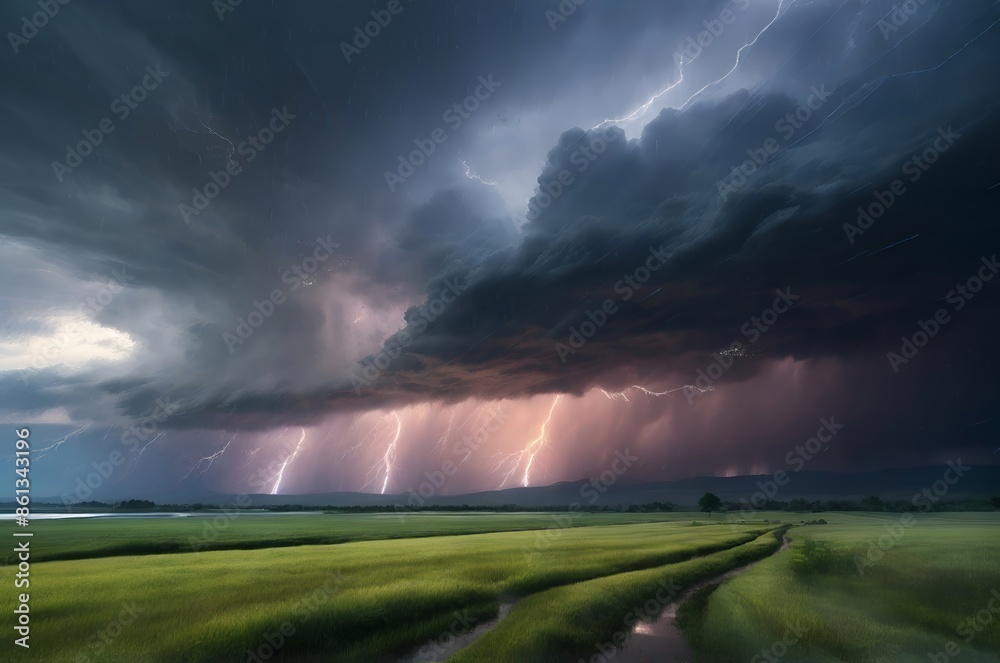 storm clouds over the river and plain field background storm clouds over the river and plain field background