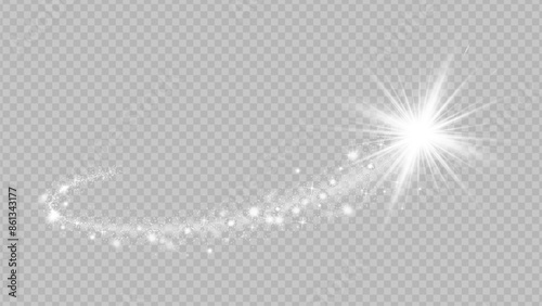 Light glow effect stars bursts with sparkles isolated on transparent background. Stock royalty free vector illustration. PNG	