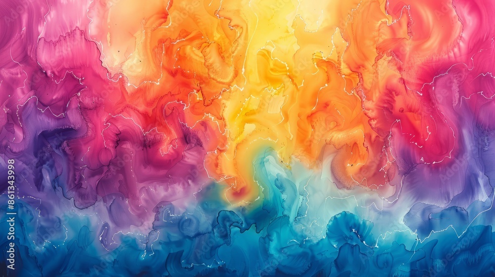 Trendy Watercolor Art with Tie Dye Patterns and Vibrant Colors 