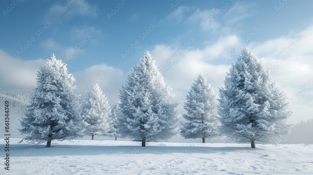 Winter Scene Depicting Trees Covered in Snow Winter Scene Depicting Trees Covered in Snow