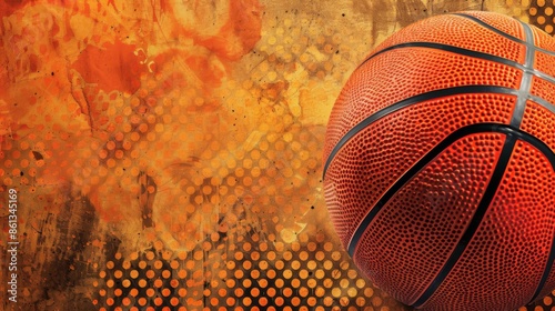 Basketball banner background with ball. Illustration generated by ai