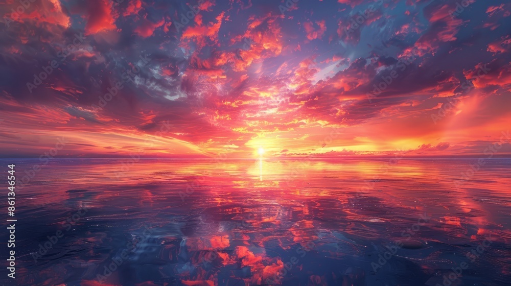 Obraz premium A picturesque moment of colorful reflections in the sea at sunset