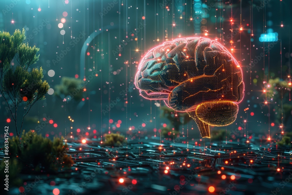 Illustration of artificial intelligence technology Brain Shape on a computer chip circuit board, showcasing neural network integration with tech tools. Illustration of artificial intelligence technology Brain Shape on a computer chip circuit board, showcasing neural network integration with tech tools.