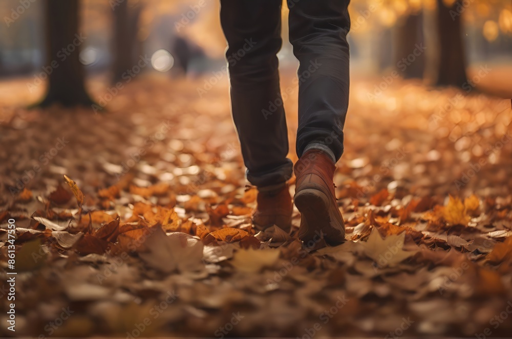 woman walking in autumn park woman walking in autumn park