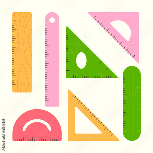 Set of rulers in flat style. Measuring tools