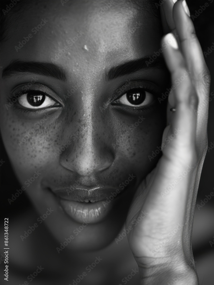 Intimate Black and White Portrait of a Young Woman Smiling