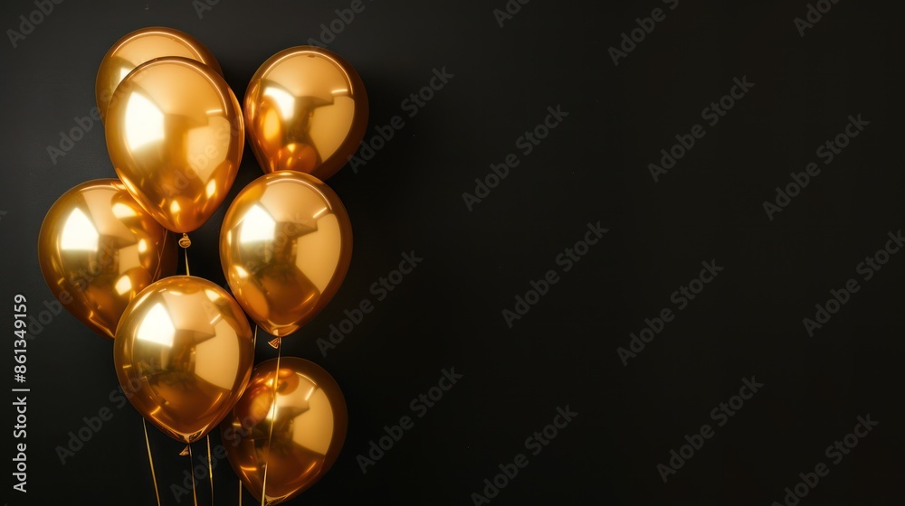 Golden Balloons Against a Black Background Golden Balloons Against a Black Background