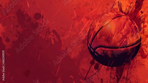 Basketball banner background with ball. Illustration generated by ai