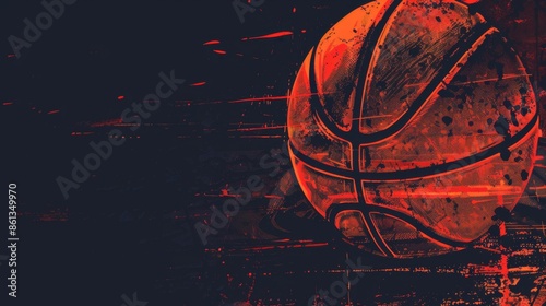 Basketball banner background with ball. Illustration generated by ai