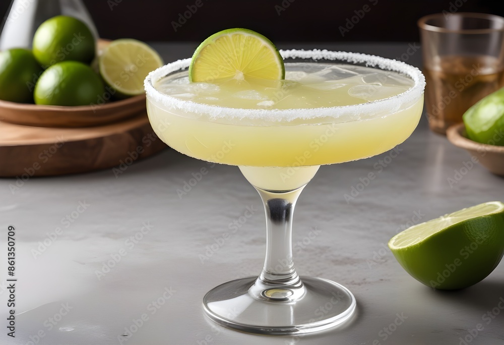 Classic margarita cocktail. A lime drink prepared at the bar Classic margarita cocktail. A lime drink prepared at the bar