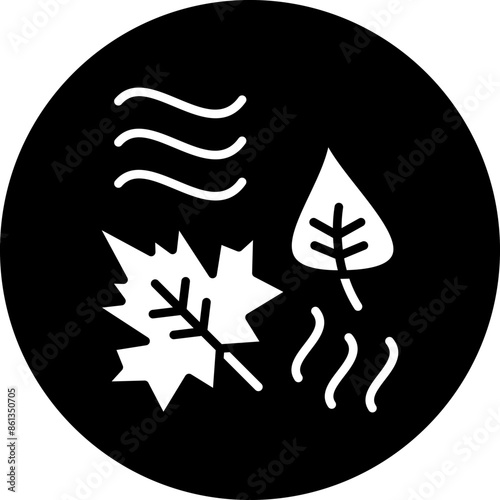 Vector Design Leaf Fluttering in Wind Icon Style