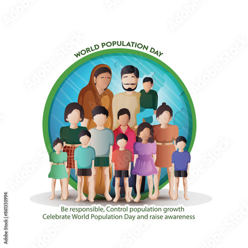 Creative illustration of 11July, World Population Day overloaded,explosion of world with white background.