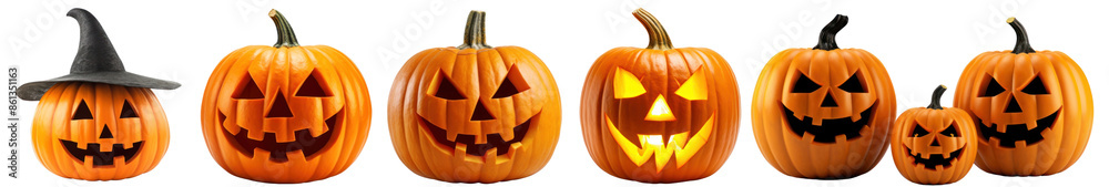 PNG Halloween pumpkin jack-o'-lanterns set PNG Halloween pumpkin jack-o'-lanterns set