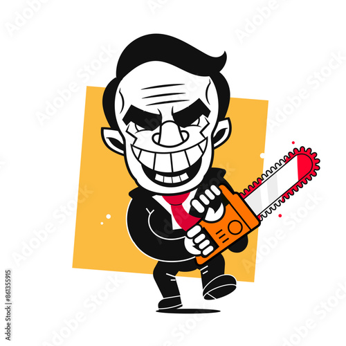 Armed Terrorist Point Gun to Hostage Kidnapping Terrorism Illustration